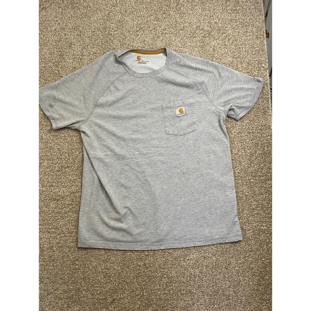 Carhartt T Shirt Mens Large Original Fit Pocket Tee Grey Workwear Logo